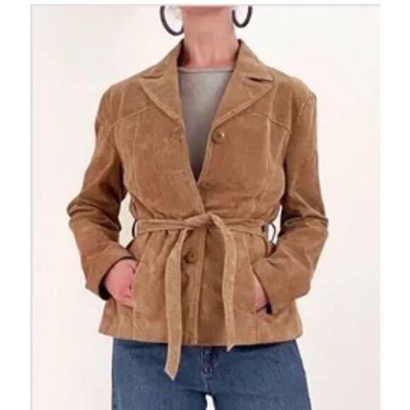 Wilsons Leather Jackets & Blazers - Vintage Y2K Wilsons Leather Maxima coat suede belted brown Tan women's SZ M